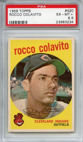 1959 Topps 420 Rocky Colavito PSA EX-MT+ 6.5