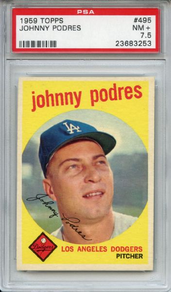1959 Topps 495 Johnny Podres PSA NM+ 7.5