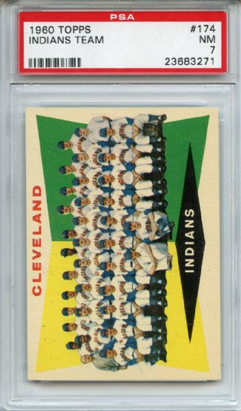 1960 Topps 174 Cleveland Indians Team PSA NM 7