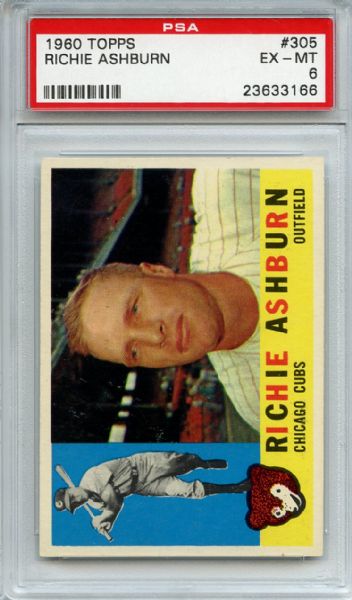 1960 Topps 305 Richie Ashburn PSA EX-MT 6