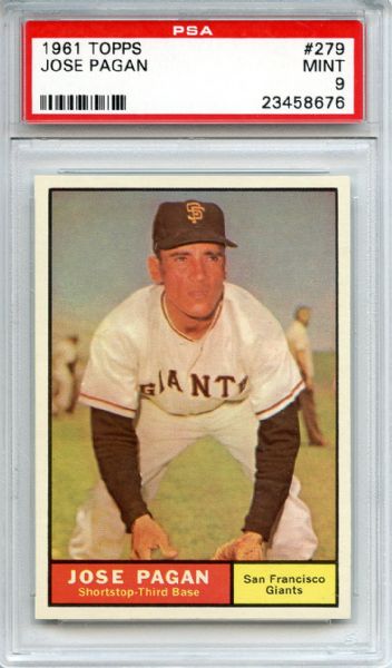 1961 Topps 279 Jose Pagan PSA MINT 9