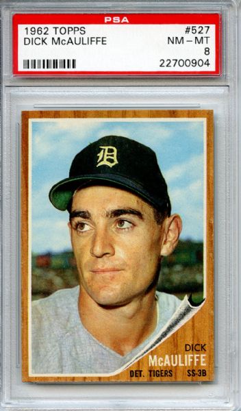 1962 Topps 527 Dick McAuliffe PSA NM-MT 8