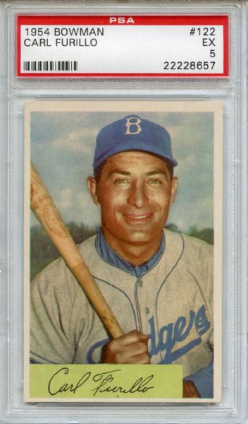 1954 Bowman 122 Carl Furillo PSA EX 5