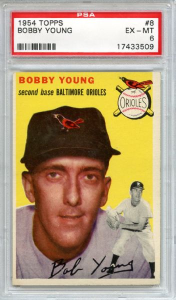 1954 Topps 8 Bobby Young PSA EX-MT 6