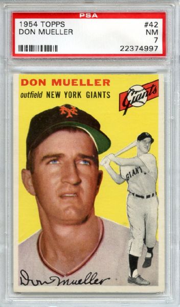 1954 Topps 42 Don Mueller PSA NM 7