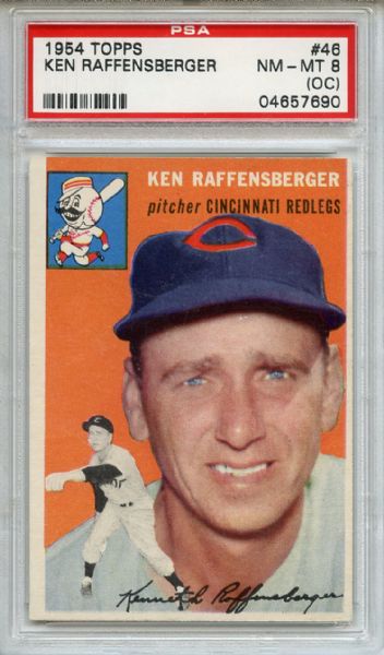 1954 Topps 46 Ken Raffensberger PSA NM-MT 8 (OC)