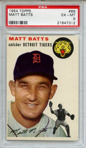 1954 Topps 88 Matt Batts PSA EX-MT 6