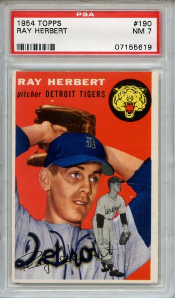 1954 Topps 190 Ray Herbert PSA NM 7