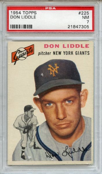 1954 Topps 225 Don Liddle PSA NM 7