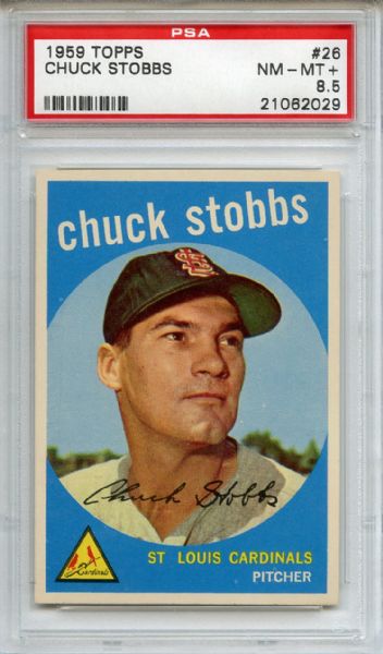 1959 Topps 26 Chuck Stobbs PSA NM-MT+ 8.5