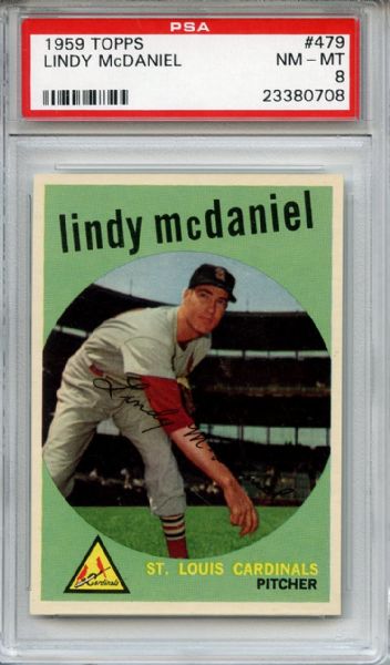 1959 Topps 479 Lindy McDaniel PSA NM-MT 8