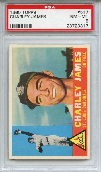 1960 Topps 517 Charley James PSA NM-MT 8