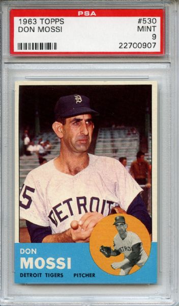 1963 Topps 530 Don Mossi PSA MINT 9