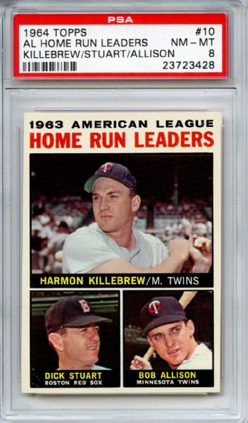 1964 Topps 10 AL Home Run Leaders Killebrew PSA NM-MT 8