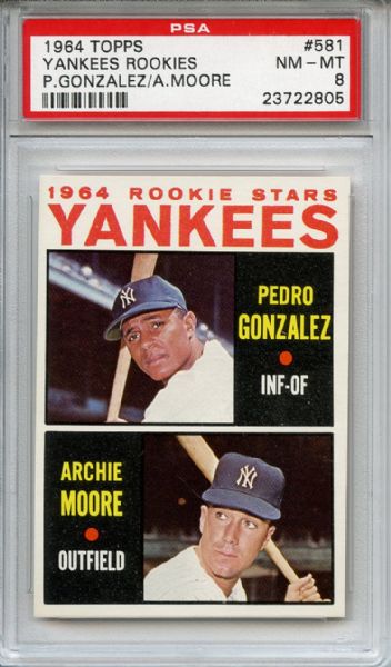 1964 Topps 581 New York Yankees Rookies PSA NM-MT 8