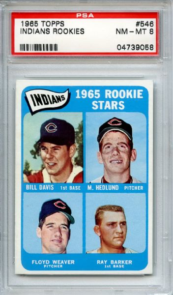 1965 Topps 546 Cleveland Indians Rookies PSA NM-MT 8