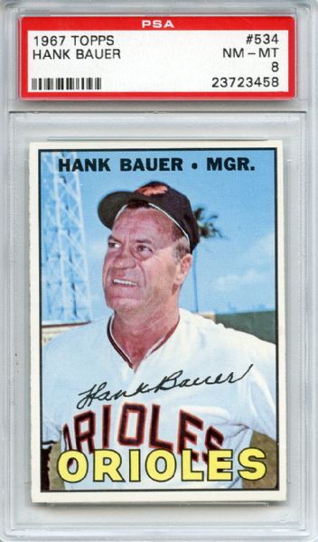 1967 Topps 534 Hank Bauer PSA NM-MT 8