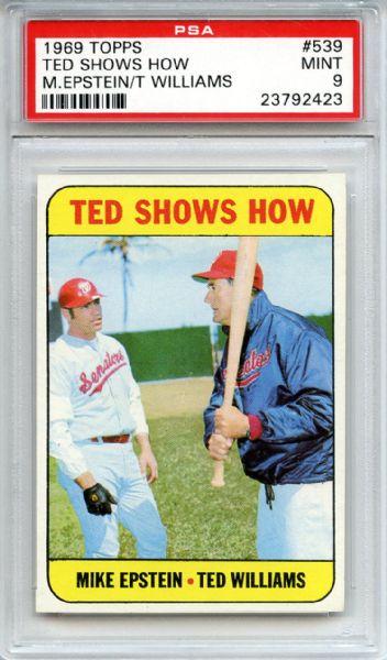 1969 Topps 539 Ted Williams Shows How PSA MINT 9