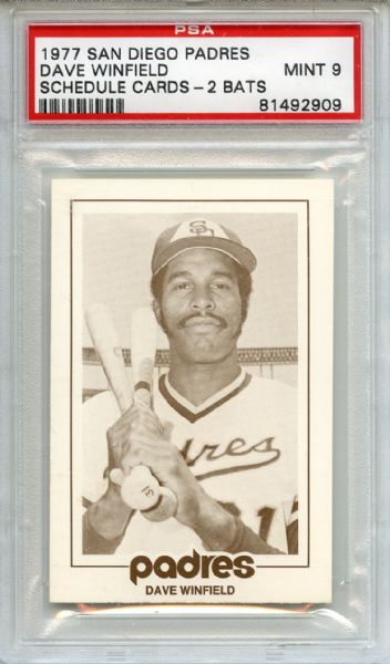 1977 San Diego Padres Schedule Cards Dave Winfield PSA MINT 9