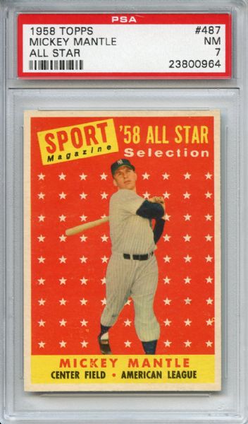 1958 Topps 487 Mickey Mantle All Star PSA NM 7