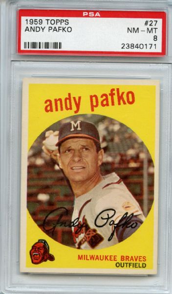 1959 Topps 27 Andy Pafko PSA NM-MT 8