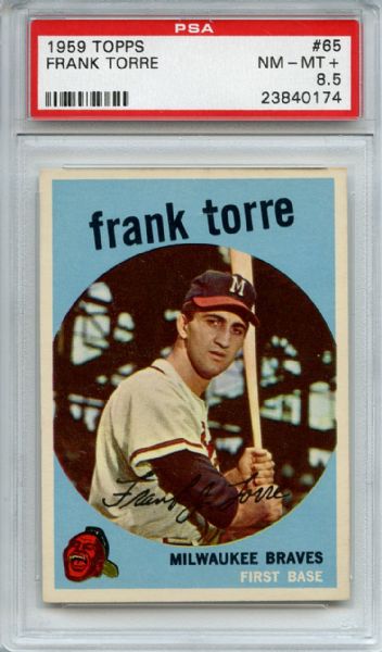 1959 Topps 65 Frank Torre PSA NM-MT+ 8.5