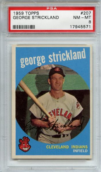 1959 Topps 207 George Strickland White Back PSA NM-MT 8
