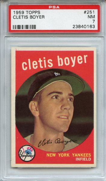 1959 Topps 251 Cletis Boyer Gray Back PSA NM 7