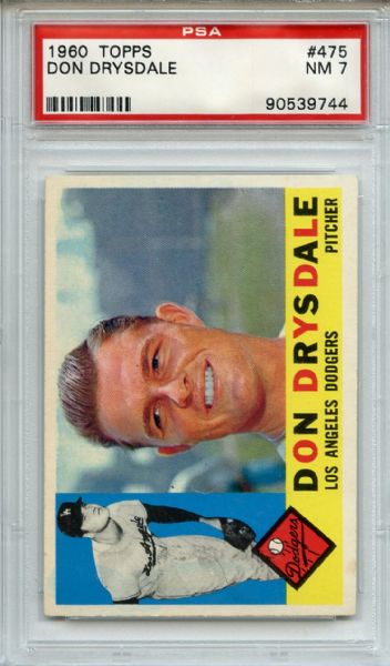 1960 Topps 475 Don Drysdale PSA NM 7