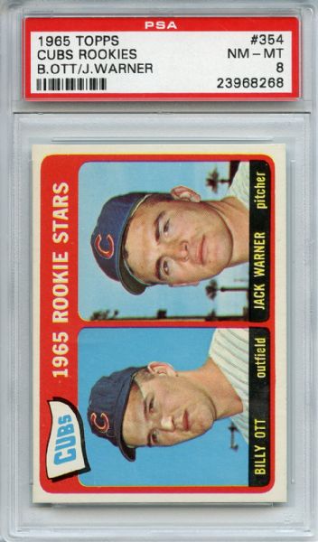 1965 Topps 354 Chicago Cubs Rookies PSA NM-MT 8