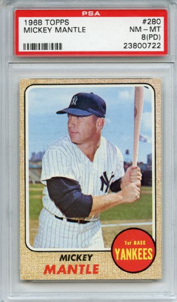 1968 Topps 280 Mickey Mantle PSA NM-MT 8 (PD)