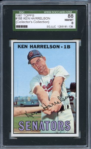 1967 Topps 188 Ken Harrelson SGC NM/MT 88 / 8