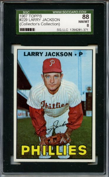 1967 Topps 229 Larry Jackson SGC NM/MT 88 / 8