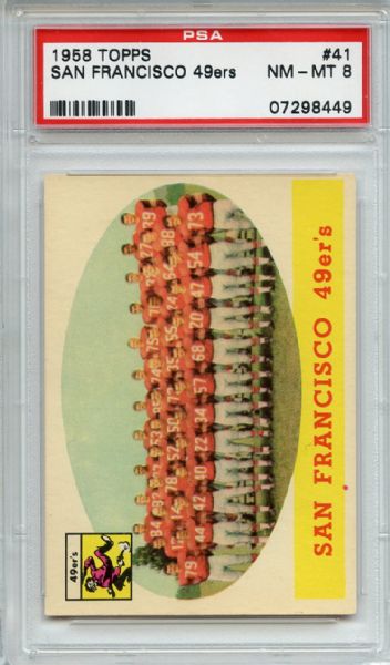 1958 Topps 41 San Francisco 49ers Team PSA NM-MT 8