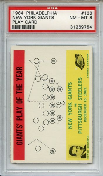 1964 Philadelphia 126 New York Giants Play Card PSA NM-MT 8