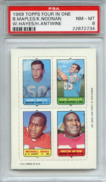 1969 Topps Four in One Maples Noonan Hayes Antwine PSA NM-MT 8