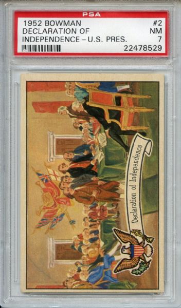 1952 Bowman US Presidents 2 Declaration of Independence PSA NM 7