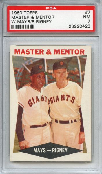 1960 Topps 7 Master & Mentor Willie Mays & Bill Rigney PSA NM 7