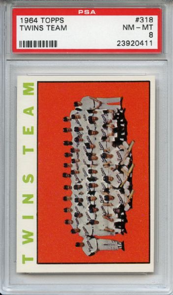 1964 Topps 318 Minnesota Twins Team PSA NM-MT 8