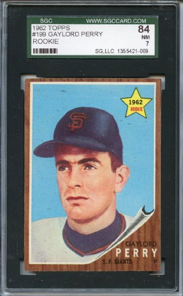 1962 Topps 199 Gaylord Perry RC SGC NM 84 / 7