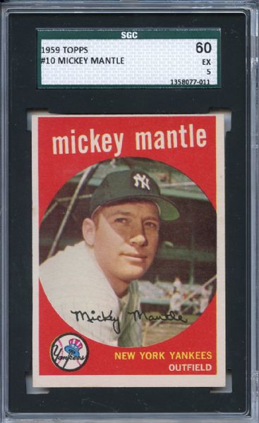 1959 Topps 10 Mickey Mantle SGC EX 60 / 5