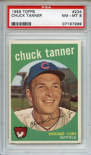 1959 Topps 234 Chuck Tanner Gray Back PSA NM-MT 8