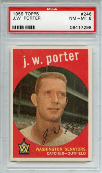 1959 Topps 246 J. W. Porter White Back PSA NM-MT 8