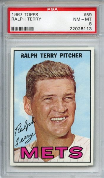 1967 Topps 59 Ralph Terry PSA NM-MT 8