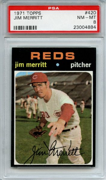 1971 Topps 420 Jim Merritt PSA NM-MT 8