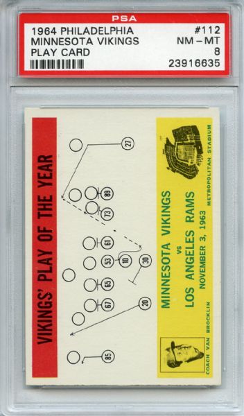 1964 Philadelphia 112 Minnesota Vikings Play Card PSA NM-MT 8