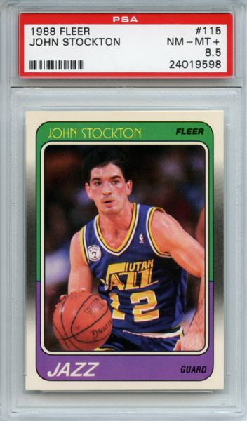 1988 Fleer 115 John Stockton RC PSA NM-MT+ 8.5