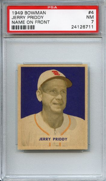 1949 Bowman 4 Jerry Priddy NOF PSA NM 7
