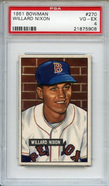 1951 Bowman 270 Willard Nixon PSA VG-EX 4