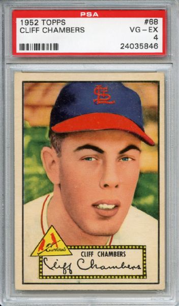 1952 Topps 68 Cliff Chambers Red Back PSA VG-EX 4